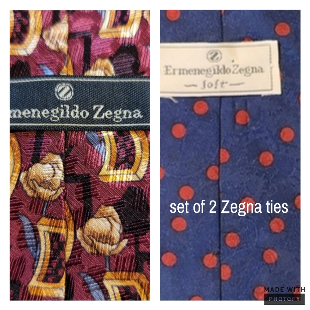 Set Of Two Zegna Silk Career Office Ties